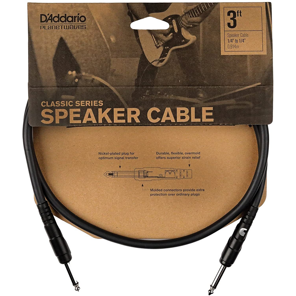 D'Addario Planet Waves Classic Series 1/4 to 1/4-Inch 3-Foot Speaker Cable