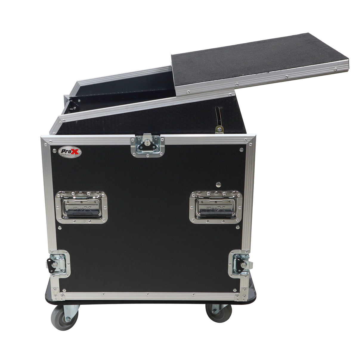 ProX T-12MRSS13ULT 13U Top 12U Front Rack Combo Flight Case with Laptop Shelf and Casters