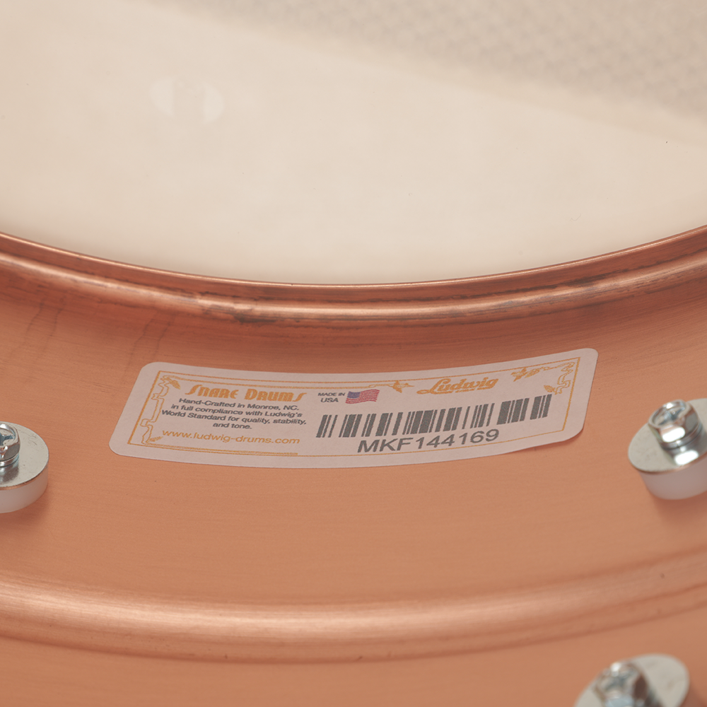 Ludwig Smooth Copperphonic 6.5x14 Snare Drum, Copper Hardware