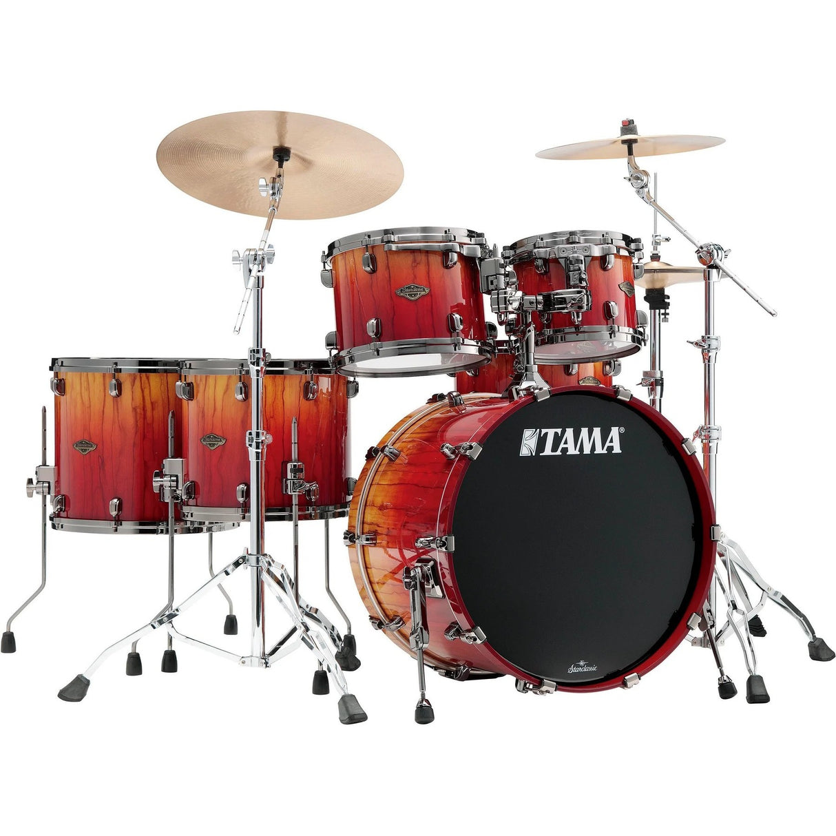 TAMA Starclassic Walnut/Birch 5-Piece Shell Pack with 22-Inch Kick - Vermillion Bosse Fonce Fade