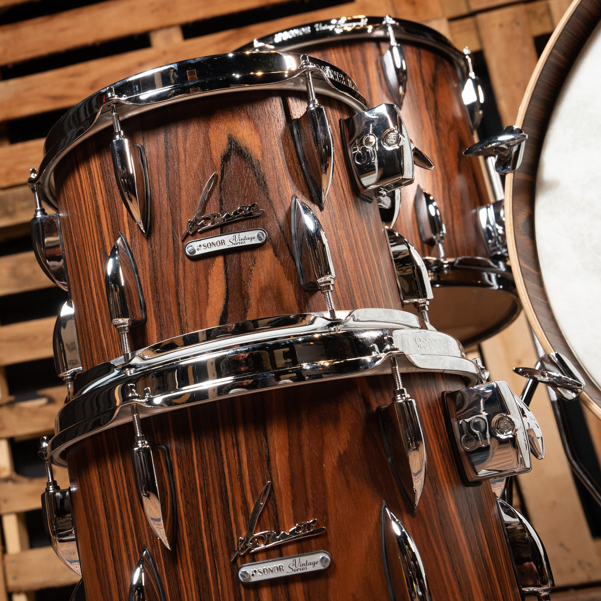 Sonor Vintage Series 4-Piece Shell Pack, 20-Inch Kick - Rosewood Semi Gloss