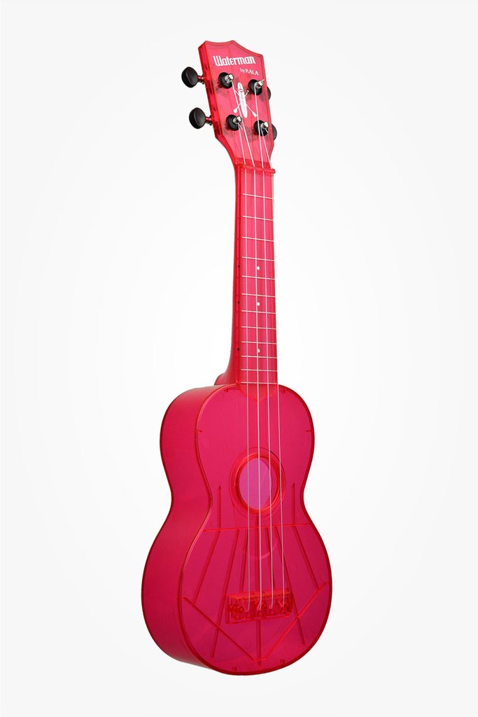 Kala Waterman Soprano Composite Fluorescent Ukulele - Gloss Pink - New,Gloss Pink