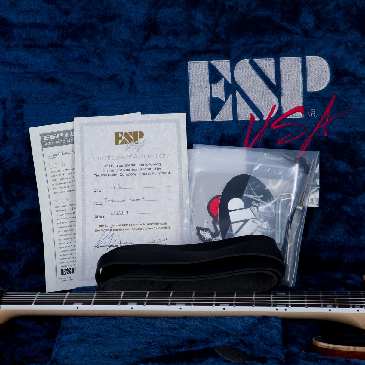 ESP USA M-I FR-DLX Flamed Maple Electric Guitar - Dark Lime Sunburst - #US23319