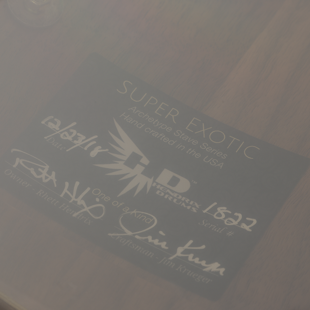 Hendrix Drums 14x6.5" Super Exotic Curly Walnut Snare Drum w/Double Ebony Inlay