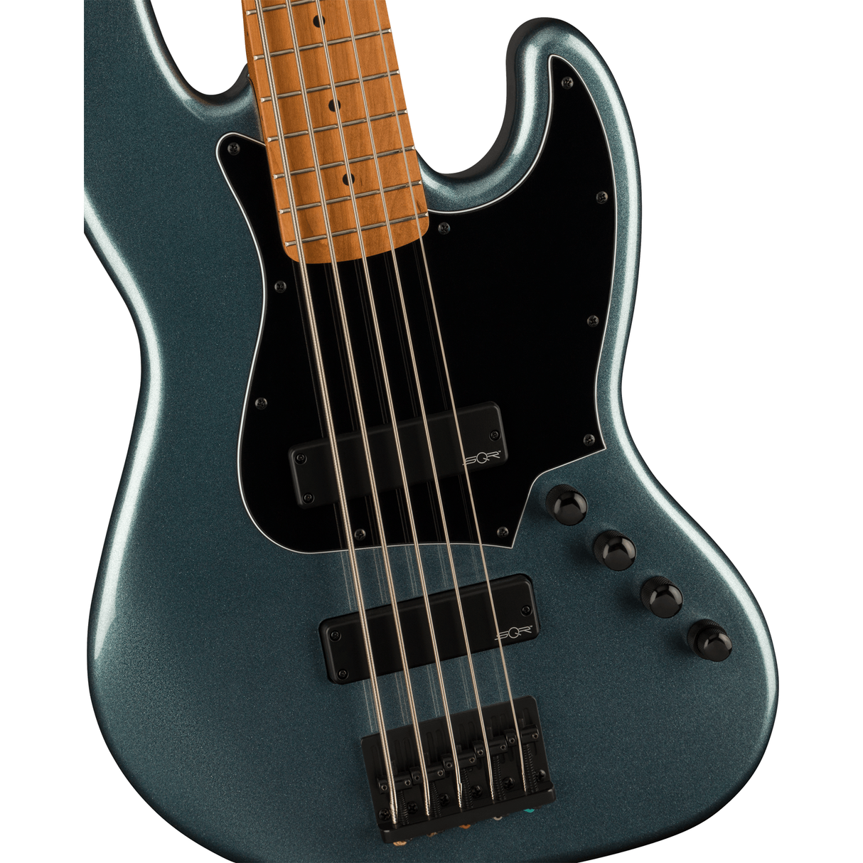 Squier Contemporary Active Jazz Bass HH V Roasted Maple Fingerboard, Black Pickguard - Gunmetal Metallic