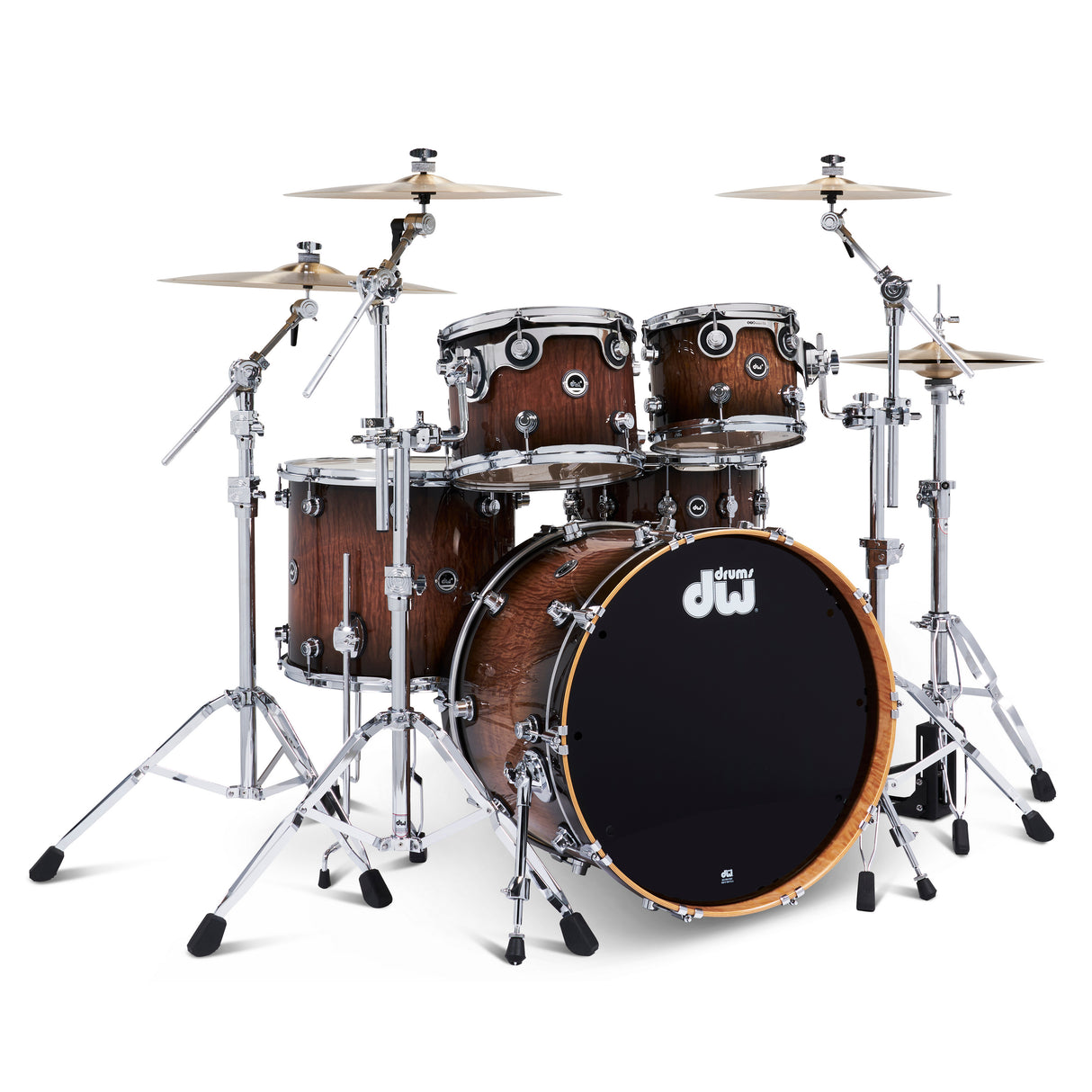 DW DWe 5-Piece Drum Kit Bundle - Exotic Curly Maple Burst