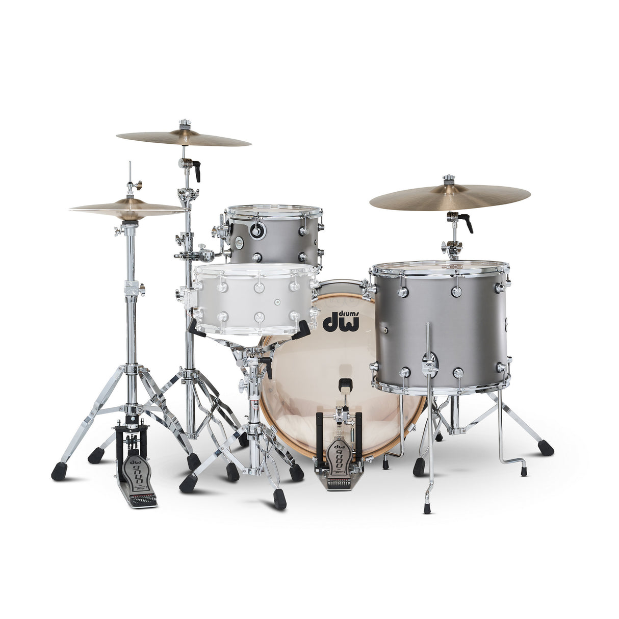 DW Design Series 3-Piece Shell Pack with 22-Inch Kick Drum - Titanium Satin