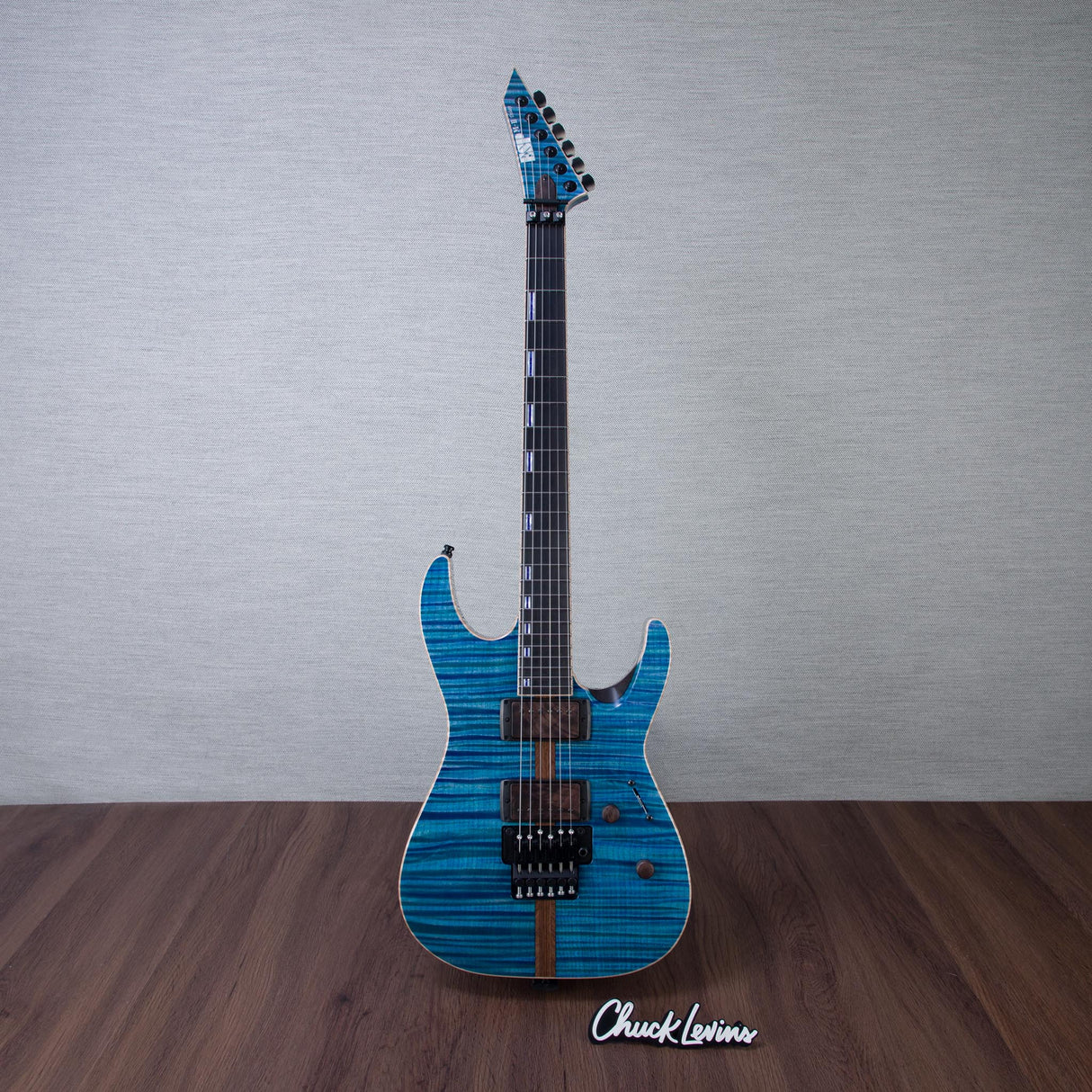 ESP Custom Shop Exhibition EXL M-II DX FR Electric Guitar - Sea Serpent Blue / Sunset Coast - #E3041252