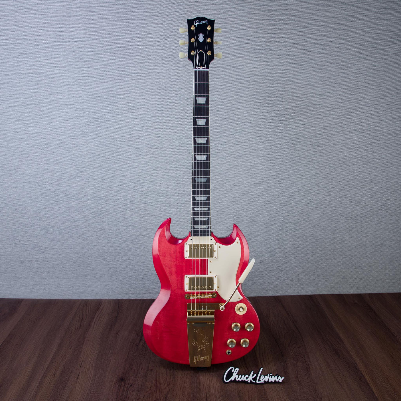 Gibson Custom Shop 1964 SG Standard Reissue Maestro Vibrola Electric Guitar, Gold Hardware - VOS Watermelon King - CHUCKSCLUSIVE - #601344