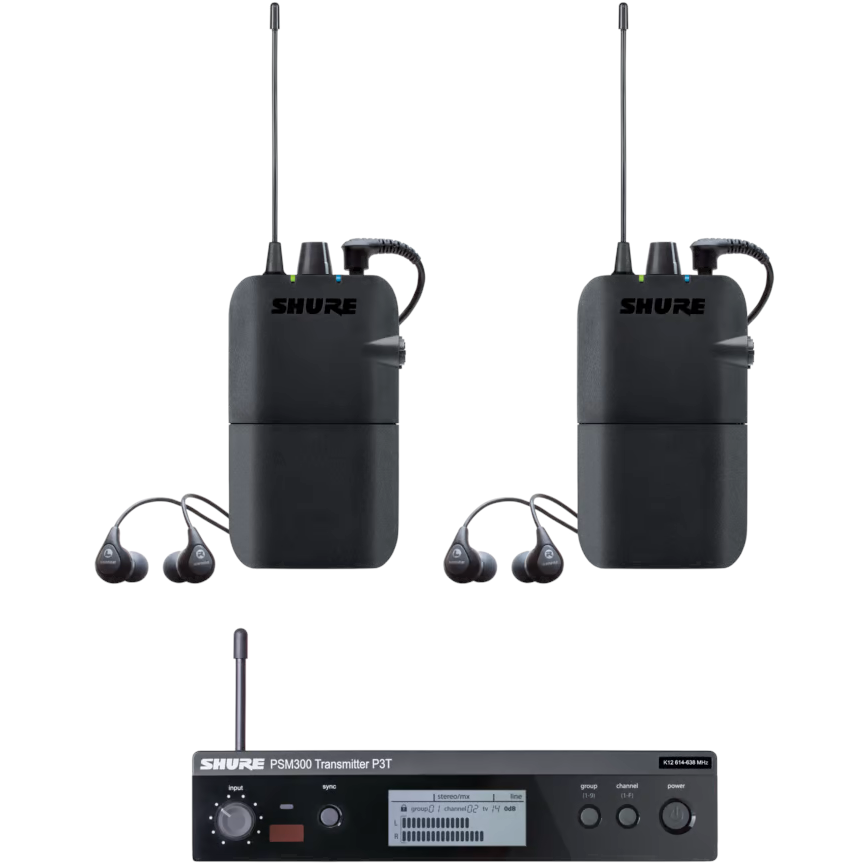 Shure PSM300 P3TR112TW Twinpack Wireless In-Ear Monitor System, H20 Band - Open Box, Mint