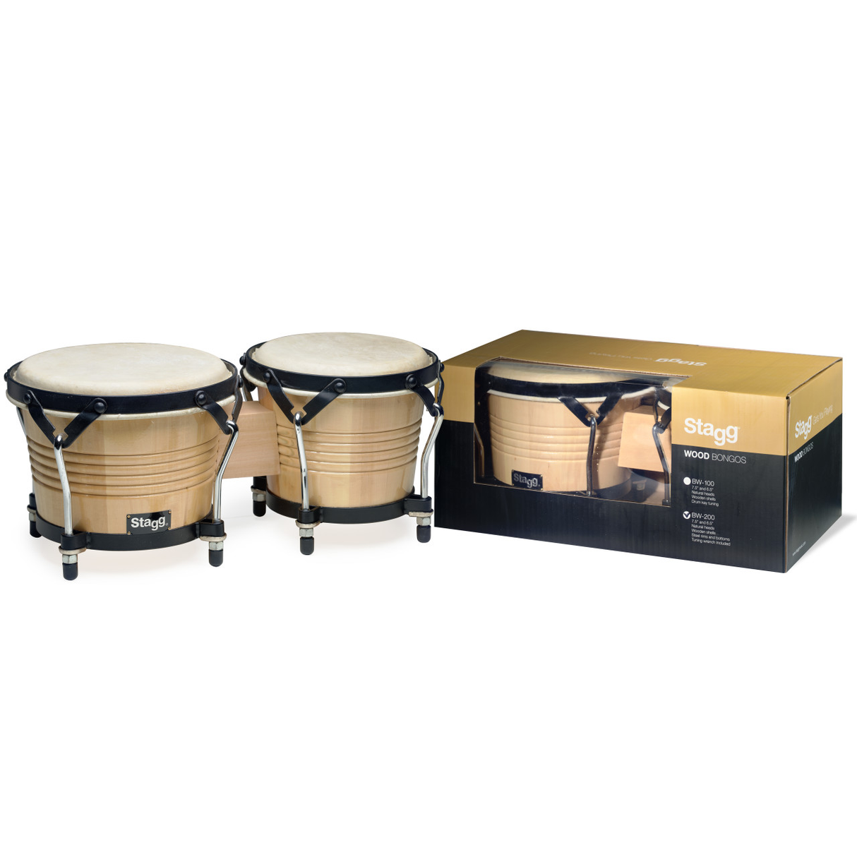 Stagg Latin Wood Bongos - Natural Finish