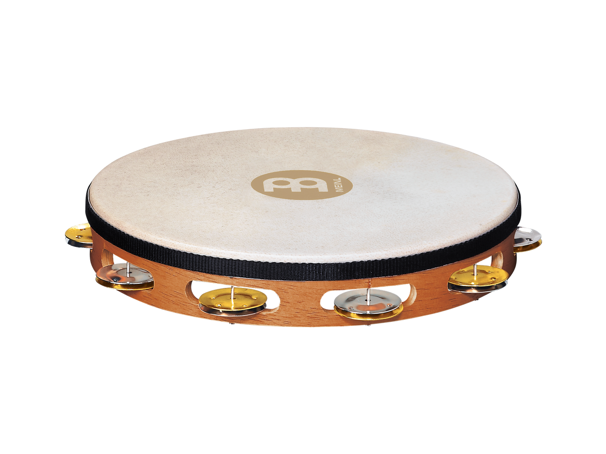 Meinl TAH1M-SNT 10" Recording Combo Goat Skin Wood Tambourine Dual Alloy Jingles