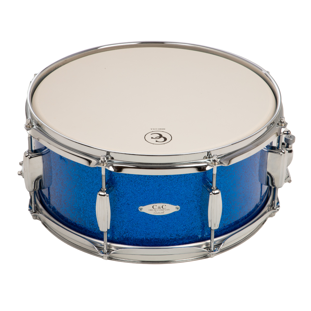 C&C Drums Player Date II 6.5x14 Snare - Blue Sparkle Wrap