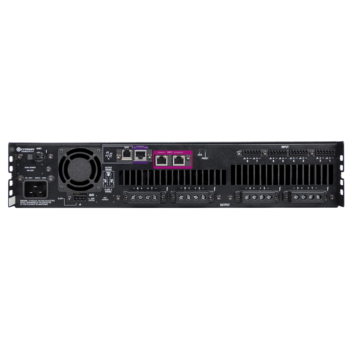 Crown DCI8x600DA 8-channel 600-Watt Power Amplifier with Dante