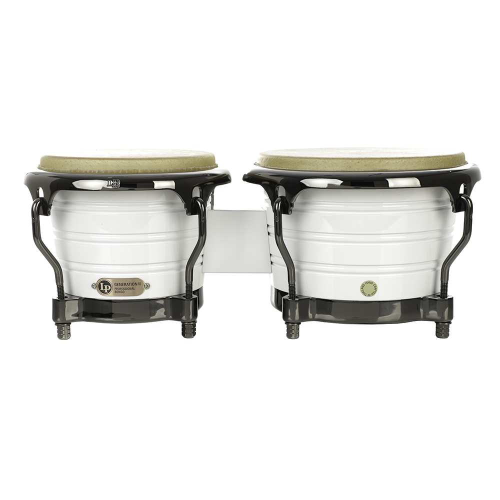 Latin Percussion LP201AX-2 Generation II Bongos - White With Black Nickel Hardware