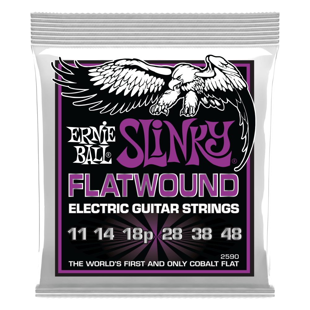 Ernie Ball 2590 Power Slinky Flatwound Electric Guitar Strings - .011-.048