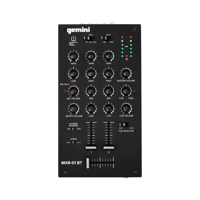 Gemini MXR-01BT 2-Channel Professional DJ Mixer with Bluetooth Input