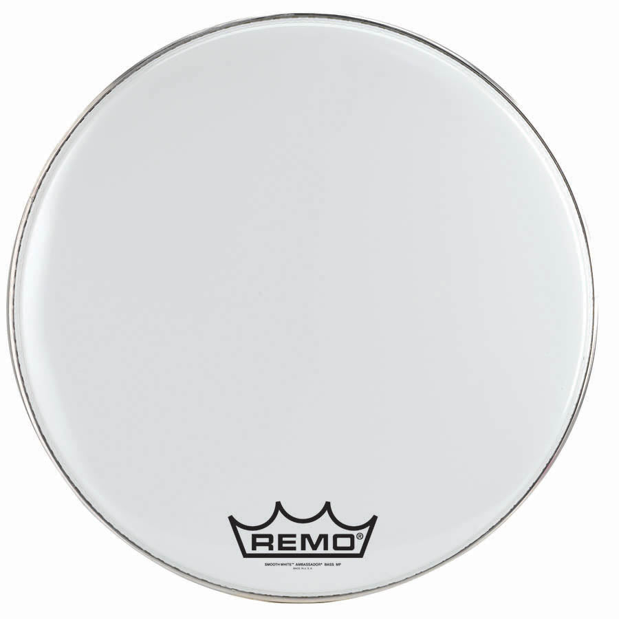 Remo 22" Smooth White Crimplock Ambassador Marching Bass Drum Head