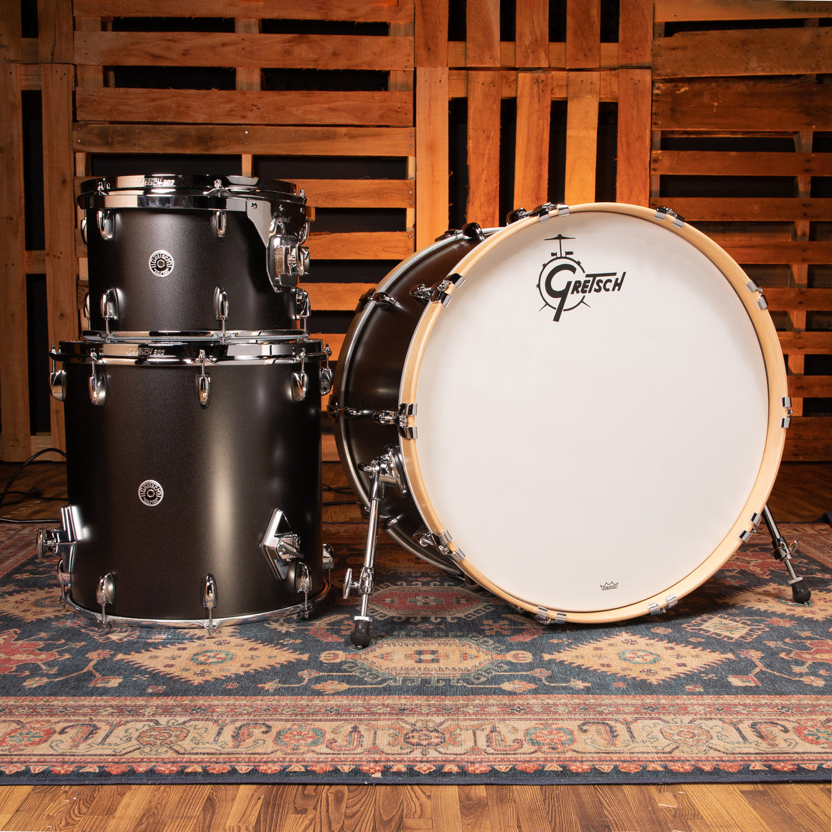 Gretsch Brooklyn 3-Piece Shell Pack, 24-Inch Kick - Satin Black Metallic