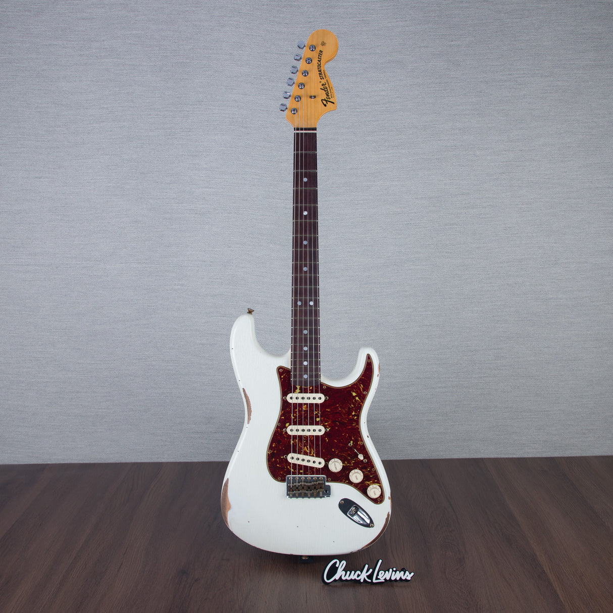 Fender Custom Shop 1969 Stratocaster Electric Guitar - Aged Olympc White - #R123540