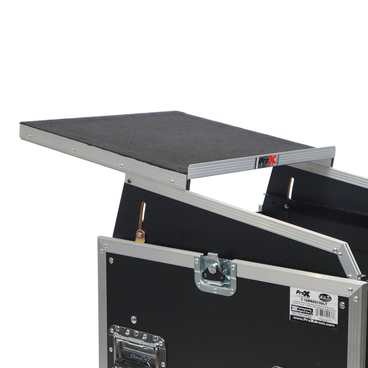 ProX T-12MRSS13ULT 13U Top 12U Front Rack Combo Flight Case with Laptop Shelf and Casters