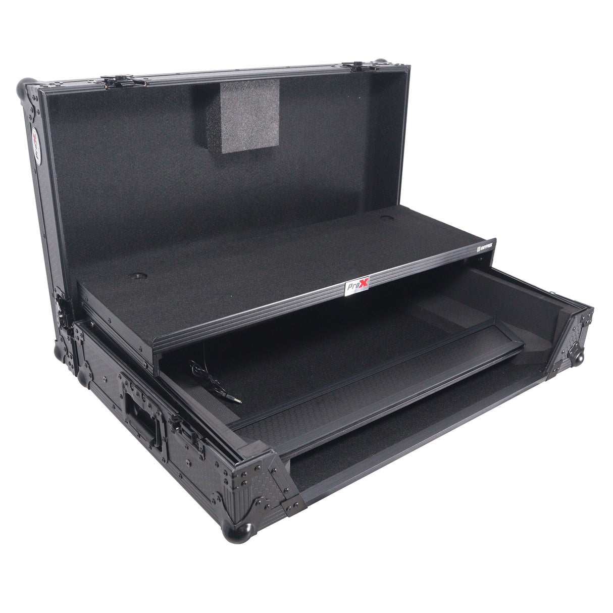 ProX XS-RANESYSONEWLTBLLED Flight Case For RANE SYSTEM ONE Dj Controller Sliding Laptop Shelf & Wheels - Black
