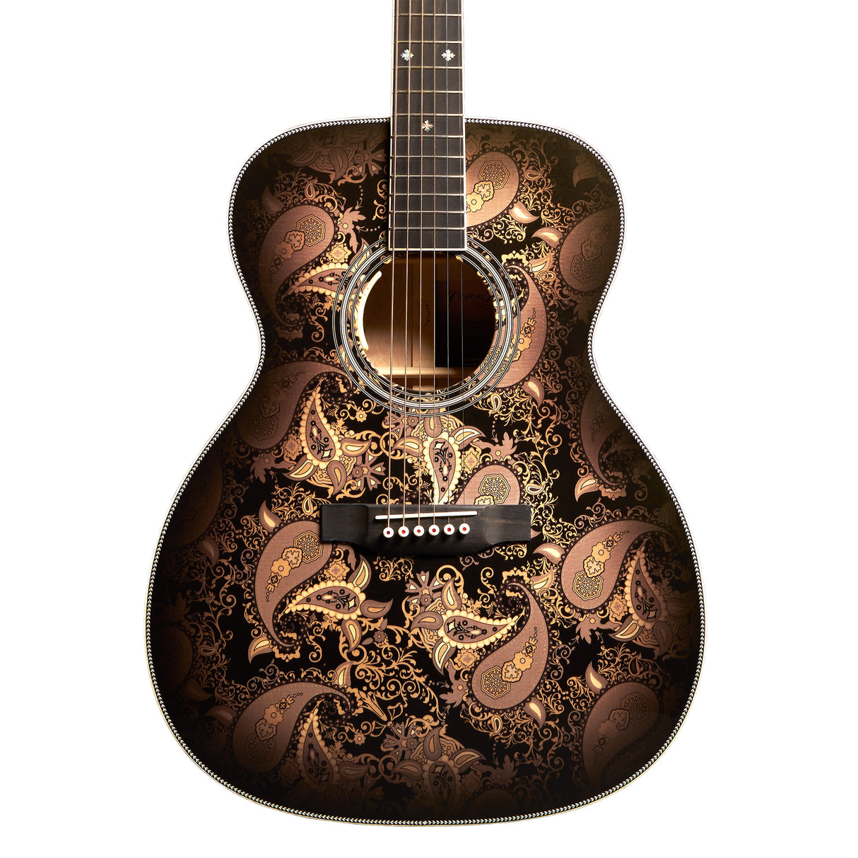 Martin Custom Shop M/0000-14F Quilted Maple/Engelmann Spruce Acoustic Electric Guitar - Paisley Ember Burst - Preorder