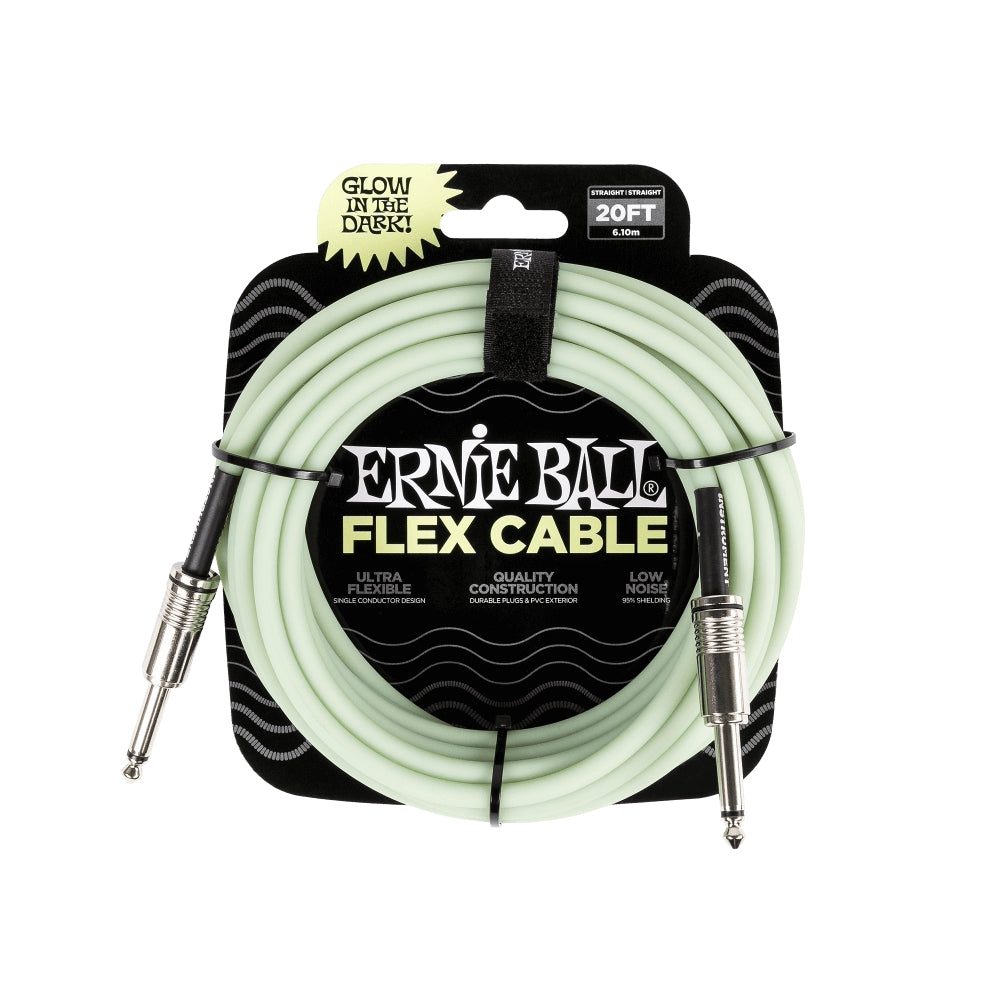 Ernie Ball 20-Feet Flex Instrument Cable Straight/Straight - Glow in Dark