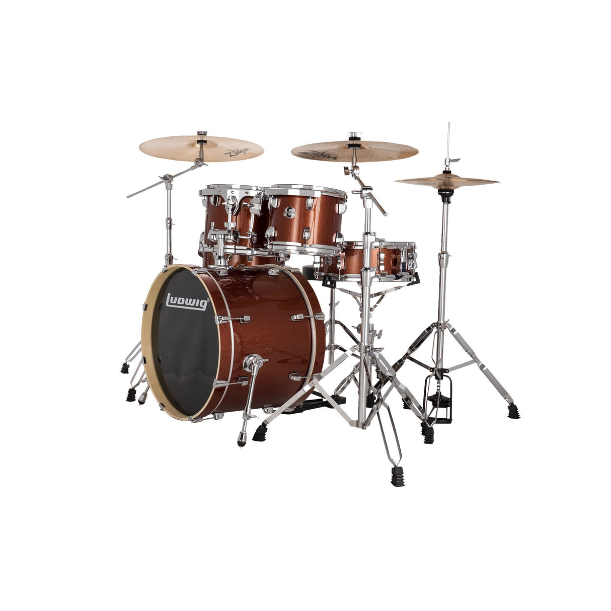 Ludwig Evolution 5-Piece Kit with 20-Inch Kick - Copper Sparkle Finish