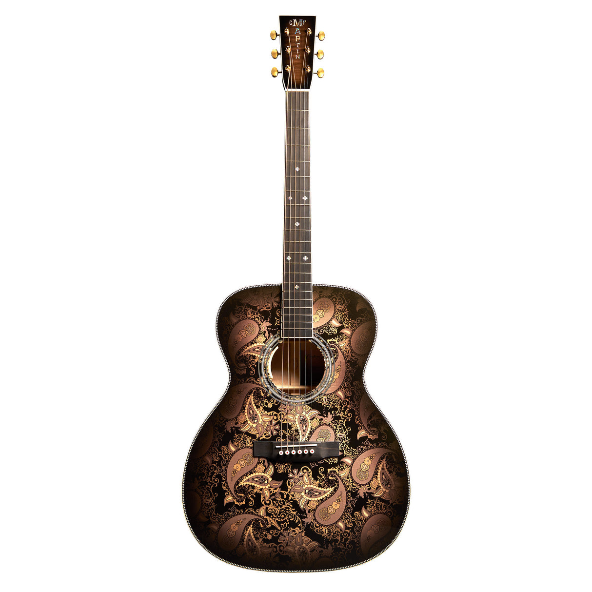 Martin Custom Shop M/0000-14F Quilted Maple/Engelmann Spruce Acoustic Electric Guitar - Paisley Ember Burst - Preorder