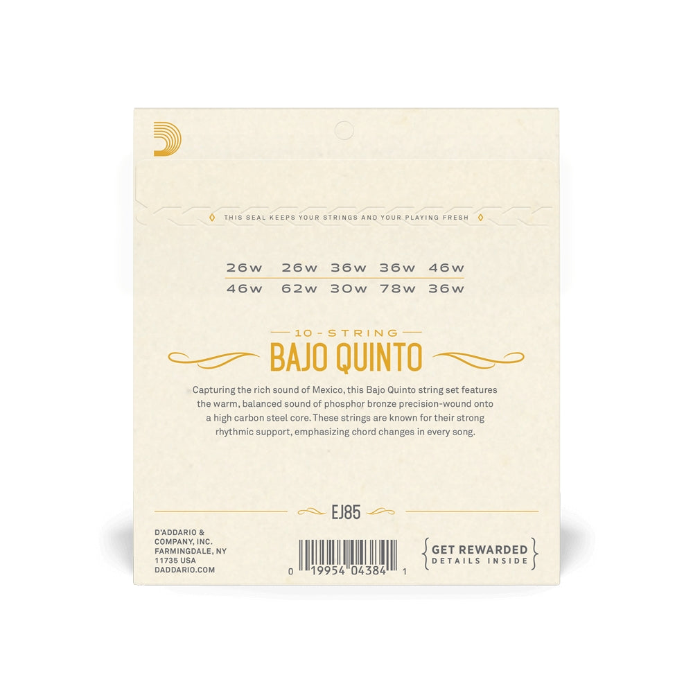 D'Addario EJ85 Bajo Quinto 10 String Set
