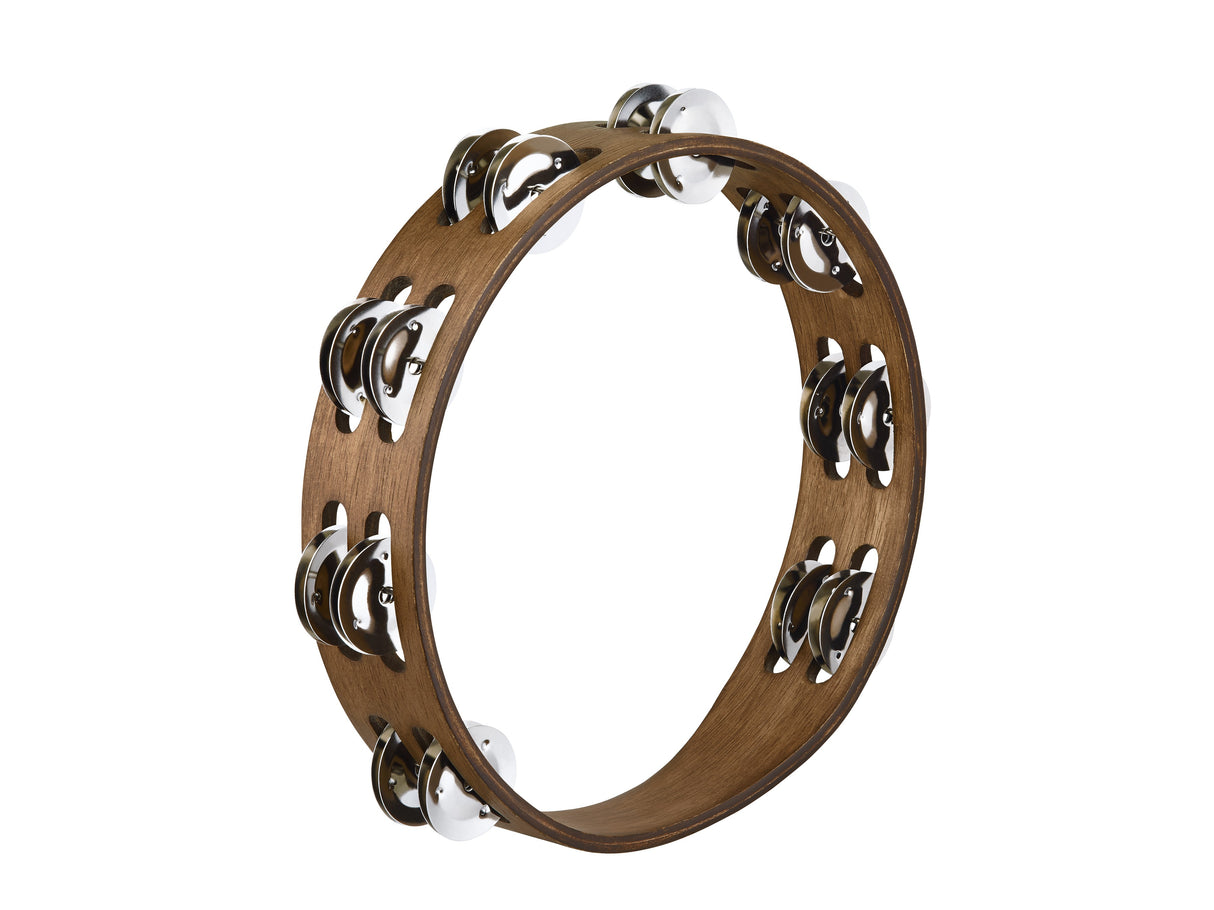 Meinl Percussion Traditional Wood Tambourine - 2 Rows, Stainless Steel Jingles