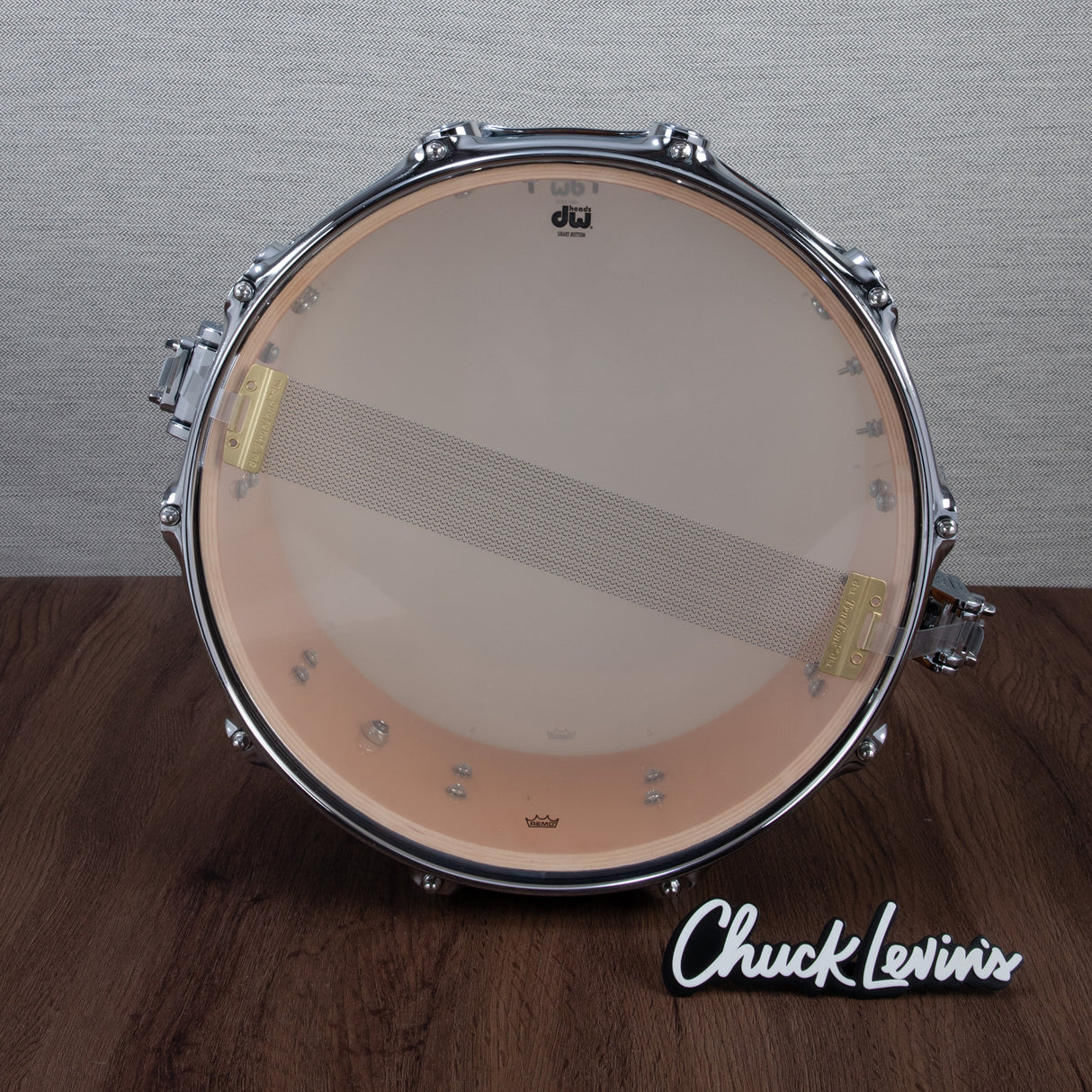 DW 6.5 x 14-Inch Collector's Maple Exotic Series Snare Drum - Natural Lacquer over Twisted Tropical Olive