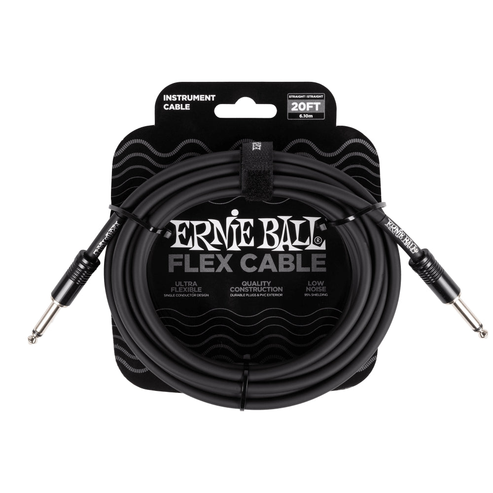 Ernie Ball 20 Feet Flex Instrument Cable Straight/Straight - Black