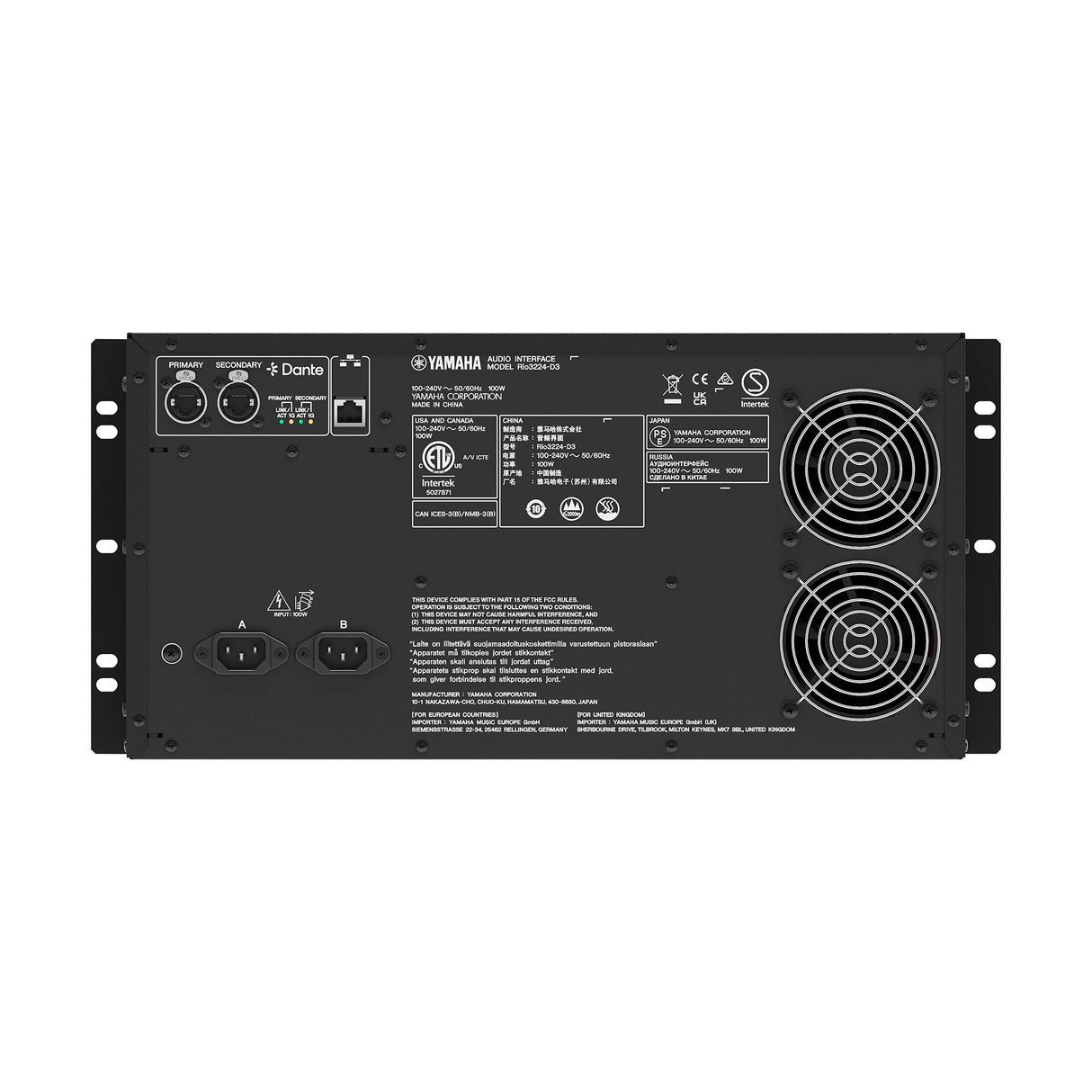 Yamaha Rio3224-D3 32-input/24-output Dante Stage Box