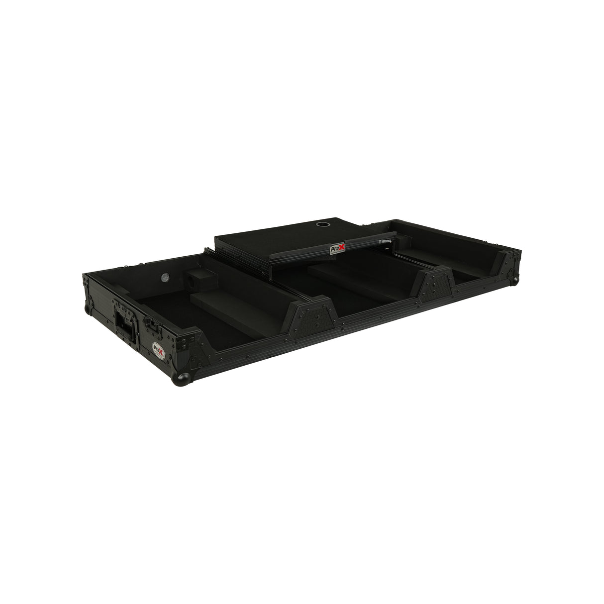 Pro X XS-CDM3KV10A9 WLTBL Fits 2x Pioneer CDJ 3000X Case / Pioneer DJM V10 / A9 Mixer w/ Laptop Shelf, All Black and Low profile Wheels