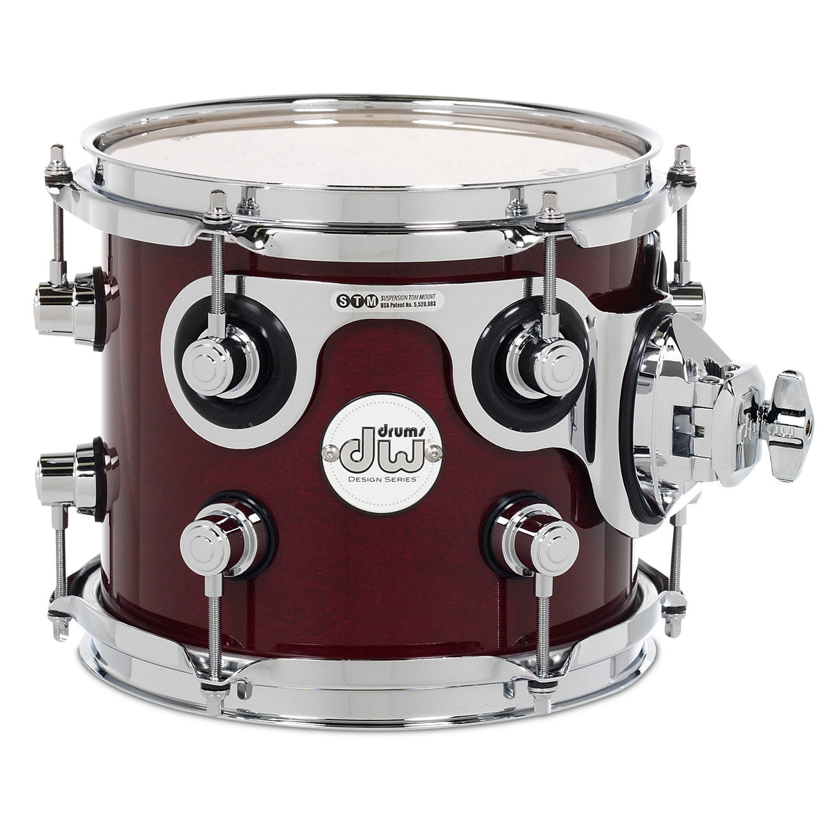 Drum Workshop 8" x 7" Design Series Maple Rack Tom - Cherry Stain - New,Cherry Stain
