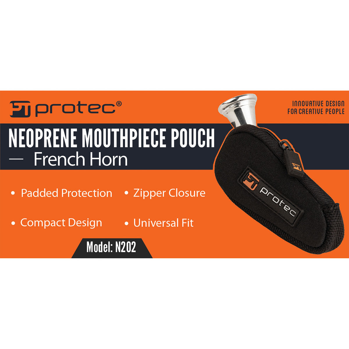 Protec Neoprene Single French Horn Mouthpiece Pouch - Black