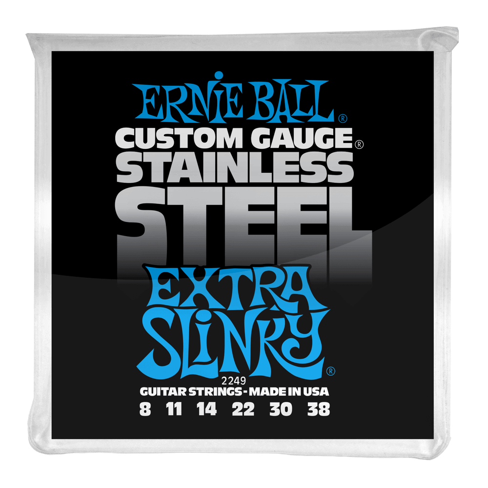 Ernie Ball Extra Slinky Stainless Steel Wound Electric Guitar Strings .08-.38