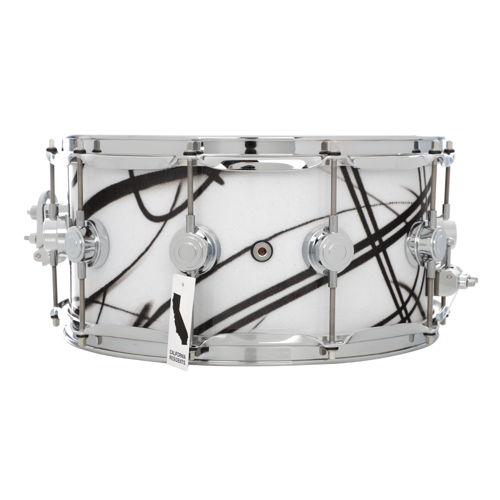 DW Collector's Pure Oak Snare, 14 x 6.5-Inch - White Glass Contrail