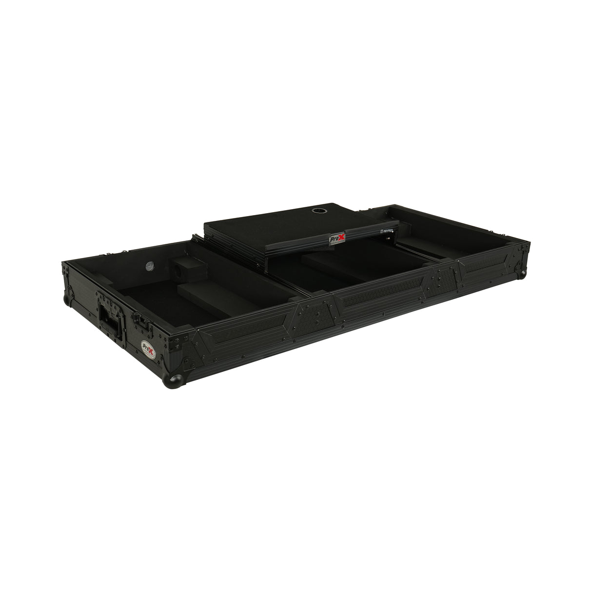 Pro X XS-CDM3KV10A9 WLTBL Fits 2x Pioneer CDJ 3000X Case / Pioneer DJM V10 / A9 Mixer w/ Laptop Shelf, All Black and Low profile Wheels