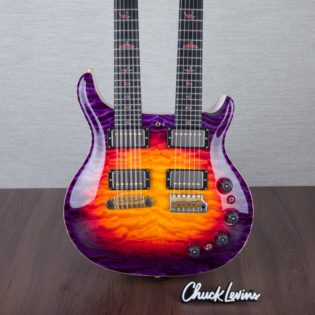 PRS Private Stock Custom 24 Double-Neck 6/12 String Electric Guitar - Indian Ocean Sunset Glow - #0384233