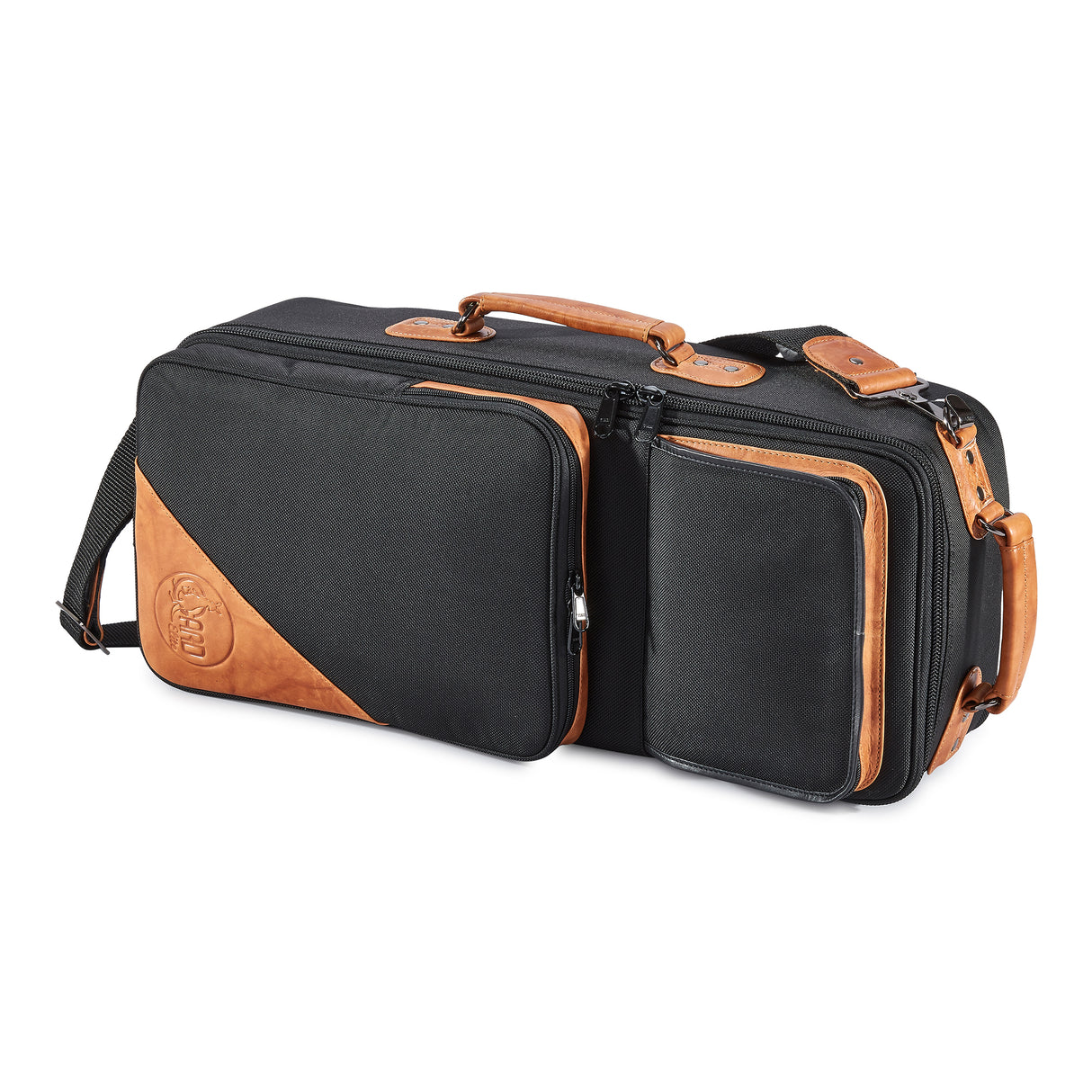 GARD 4-ECSK Elite Compact Double Trumpet Gig Bag - Black Cordura with Leather Trim