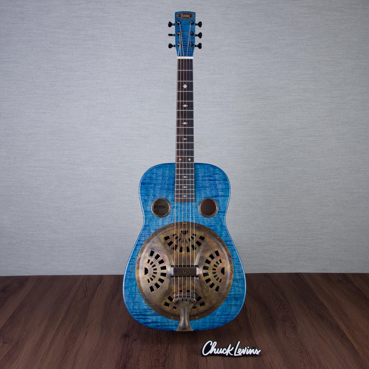 Beard Guitars Trailhead Resonator Curly Maple Acoustic Electric Guitar - Denim Blue - #1955-25
