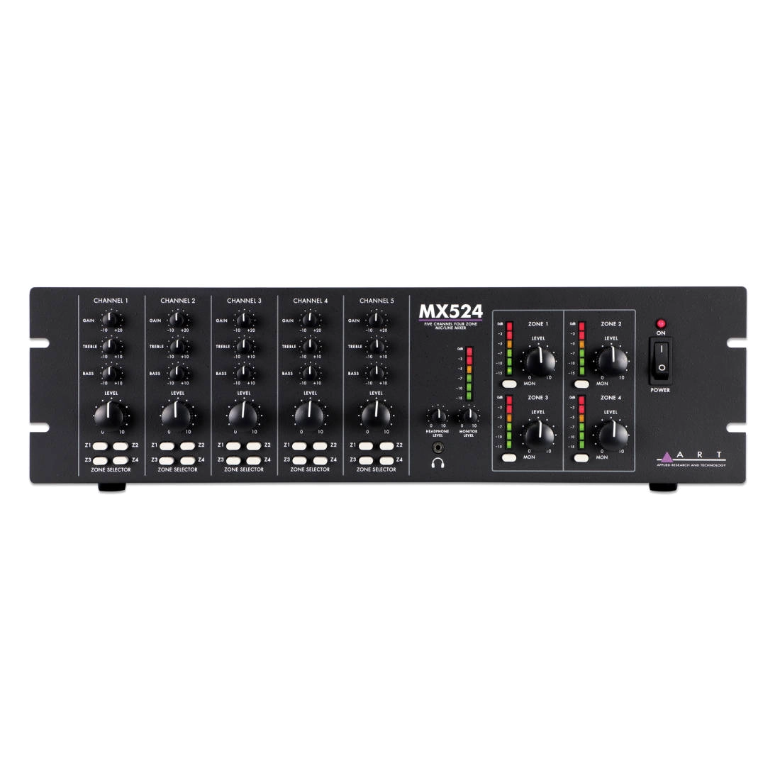 ART MX524 5-Channel 4-Zone Mic Line Mixer