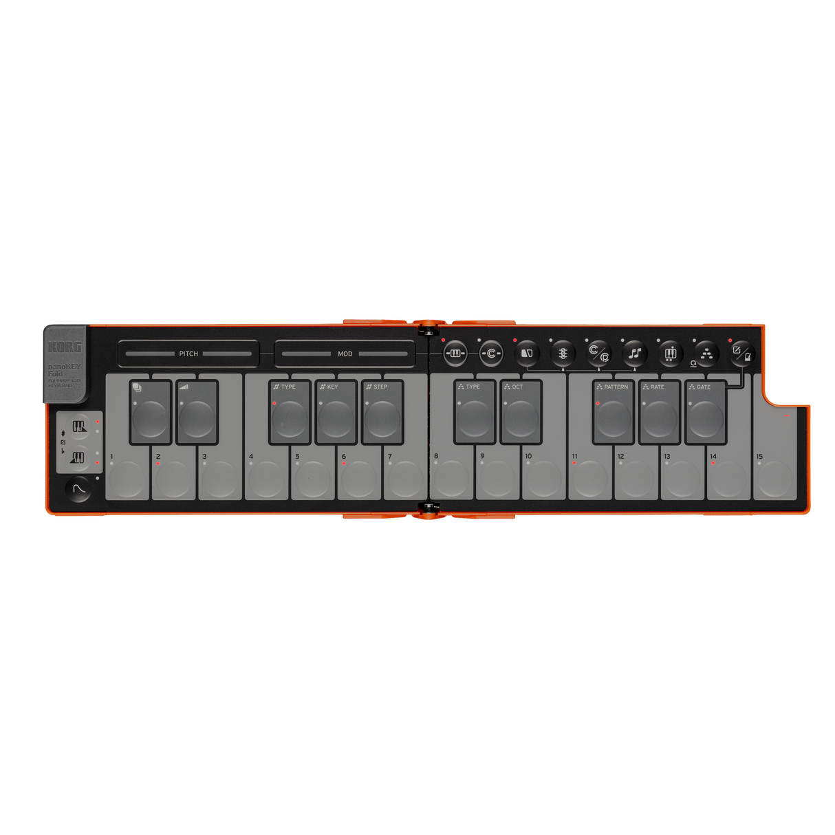 Korg nanoKey Fold Foldable Midi Keyboard - Lava Orange - New