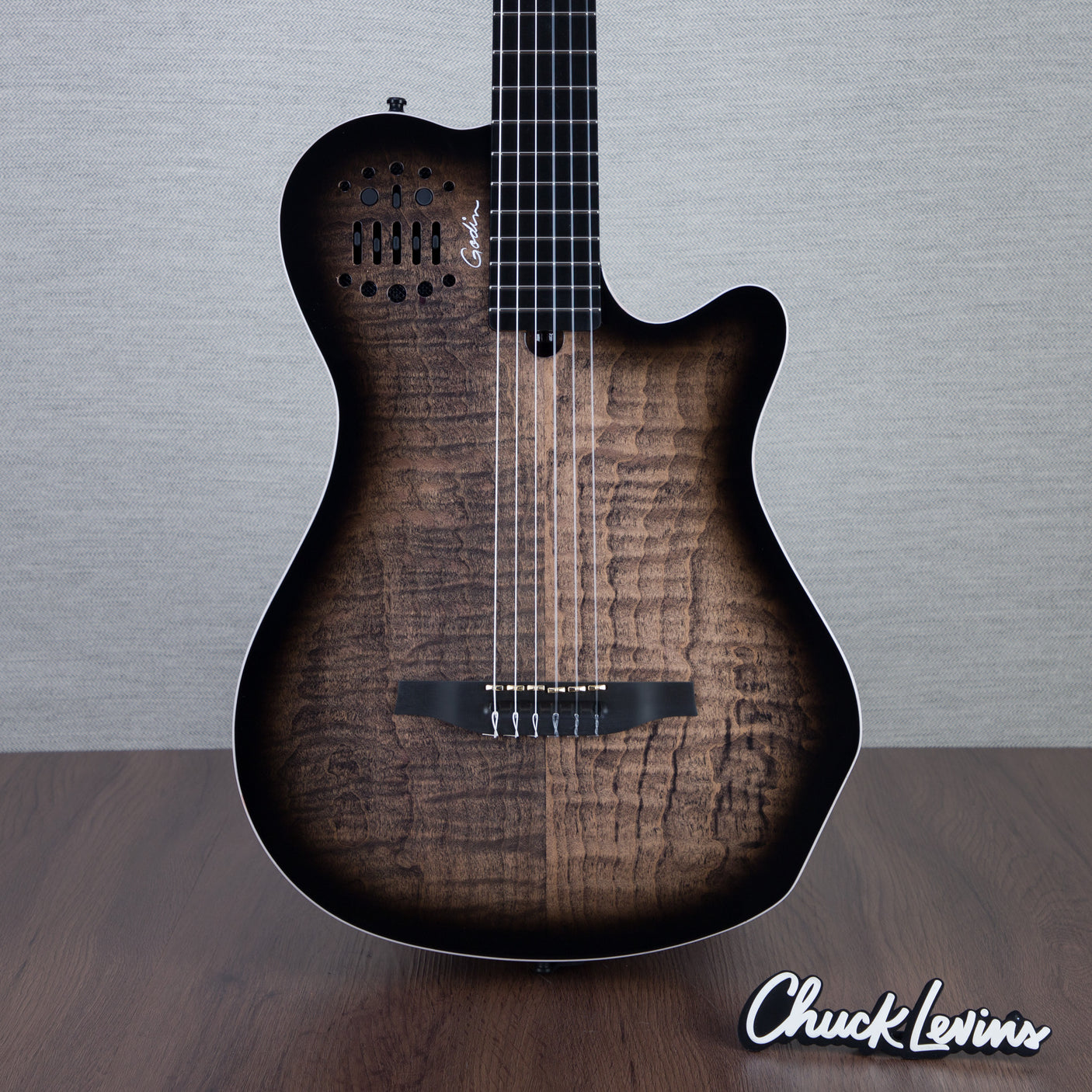 Godin MultiAc Grand Concert SA Nylon String Acoustic-Electric Guitar - Trans Black - CHUCKSCLUSIVE - #25311330