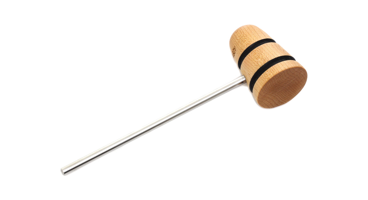 Low Boy Standard Wood Bass Drum Beater - Natural Maple Black Stripes