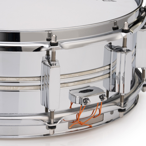 Pearl Duoluxe 5x14 Inlaid Chrome / Brass Snare Drum - Nicotine White Marine Pearl