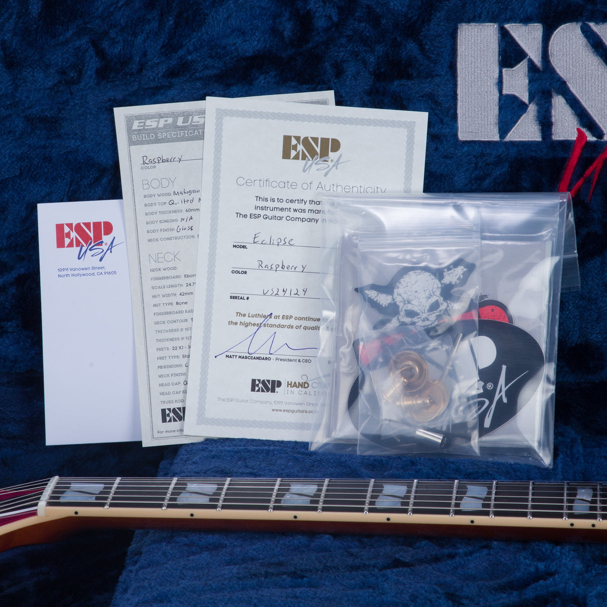 ESP USA Eclipse QM GH Electric Guitar - Raspberry - #US24124 - Mint, Open Box